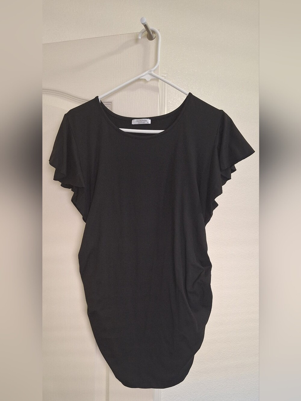 Blundle (2) Maternity XL Ekouaer Black And Gray Flutter Short-Sleeve Tops